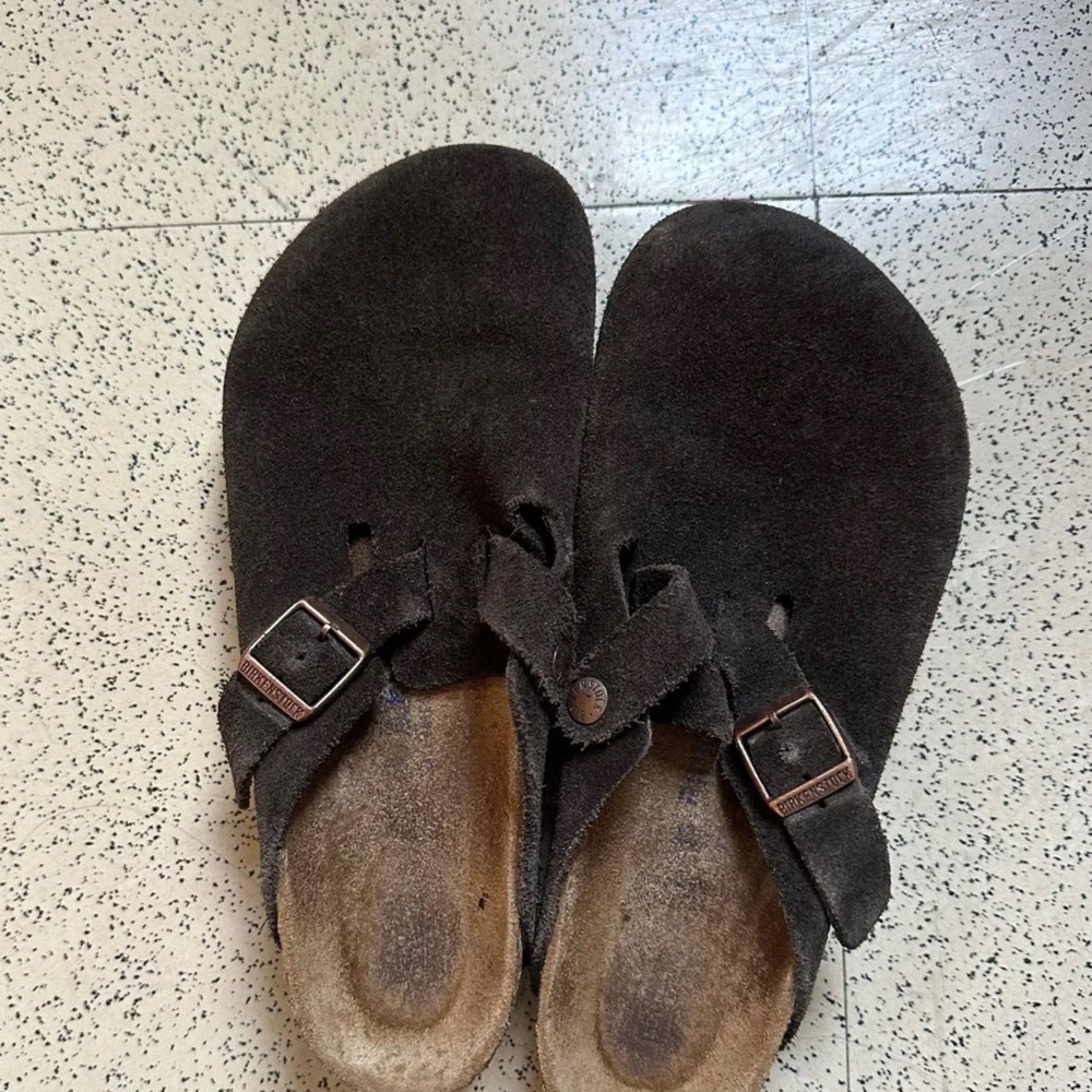 Birkenstock Brown Suede Slip-On Sandals